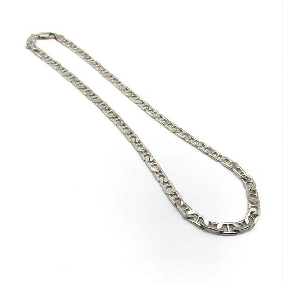 925 Italy Sterling Silver Mariner Anchor Chain Link Necklace 16.25" - Picture 2 of 8